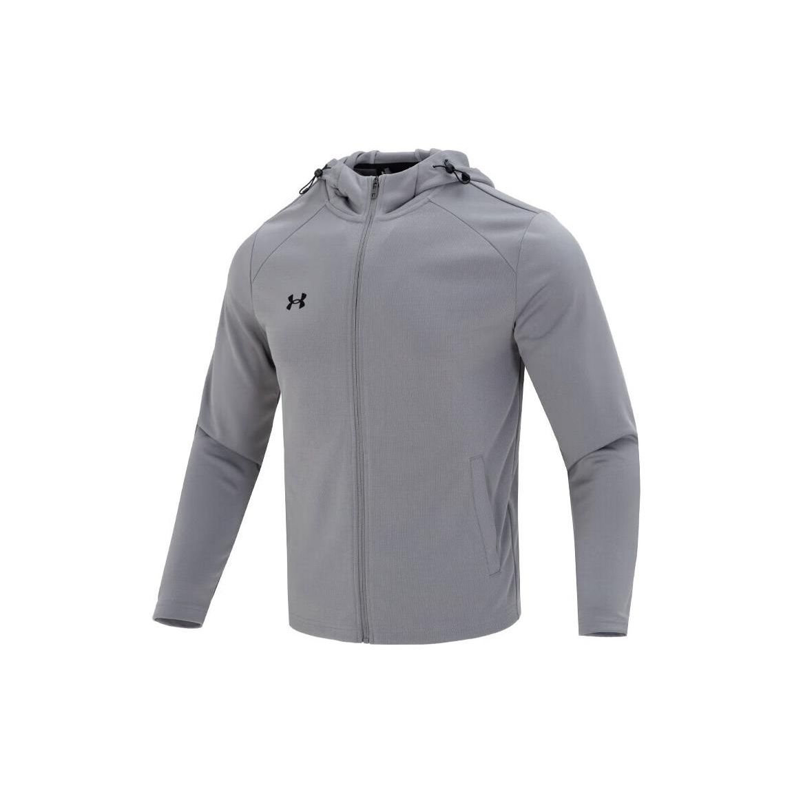 Under Armour Logo Print Running Fitness Hoodie Jacket Men Gray 23600303-014 M