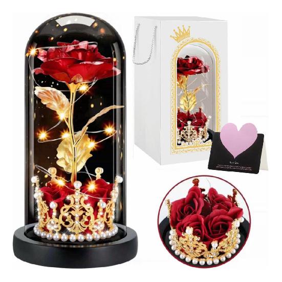 

Romantic Eternal Rose in the Shape of a Crown (with LED)