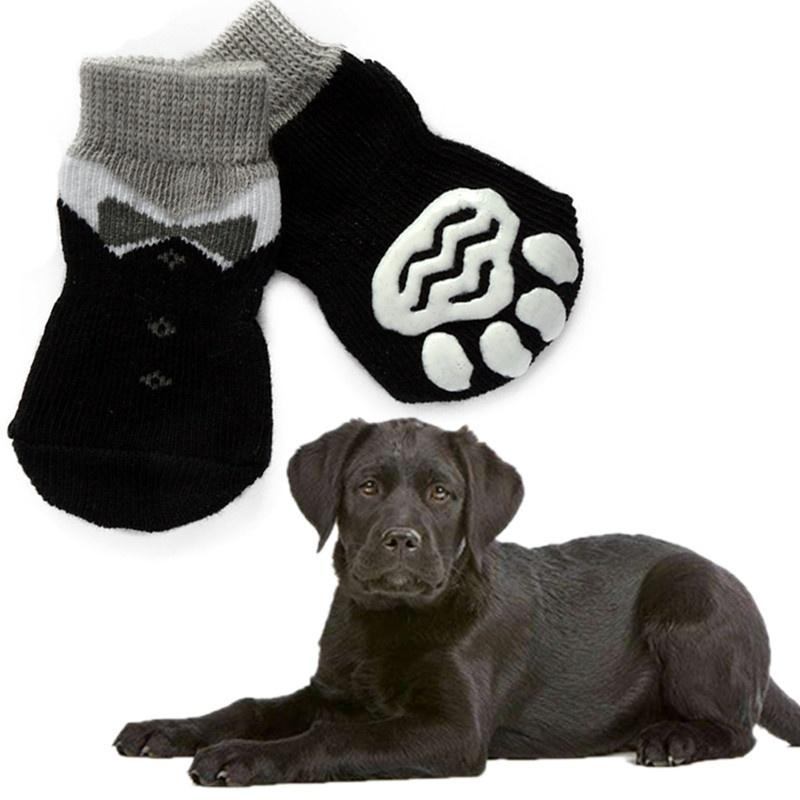 Anti-Slip Dog Shoes Pet Knitted Socks Cotton Small Medium Pets Booties No-Slip Paw Sole Dog Cat Pupp