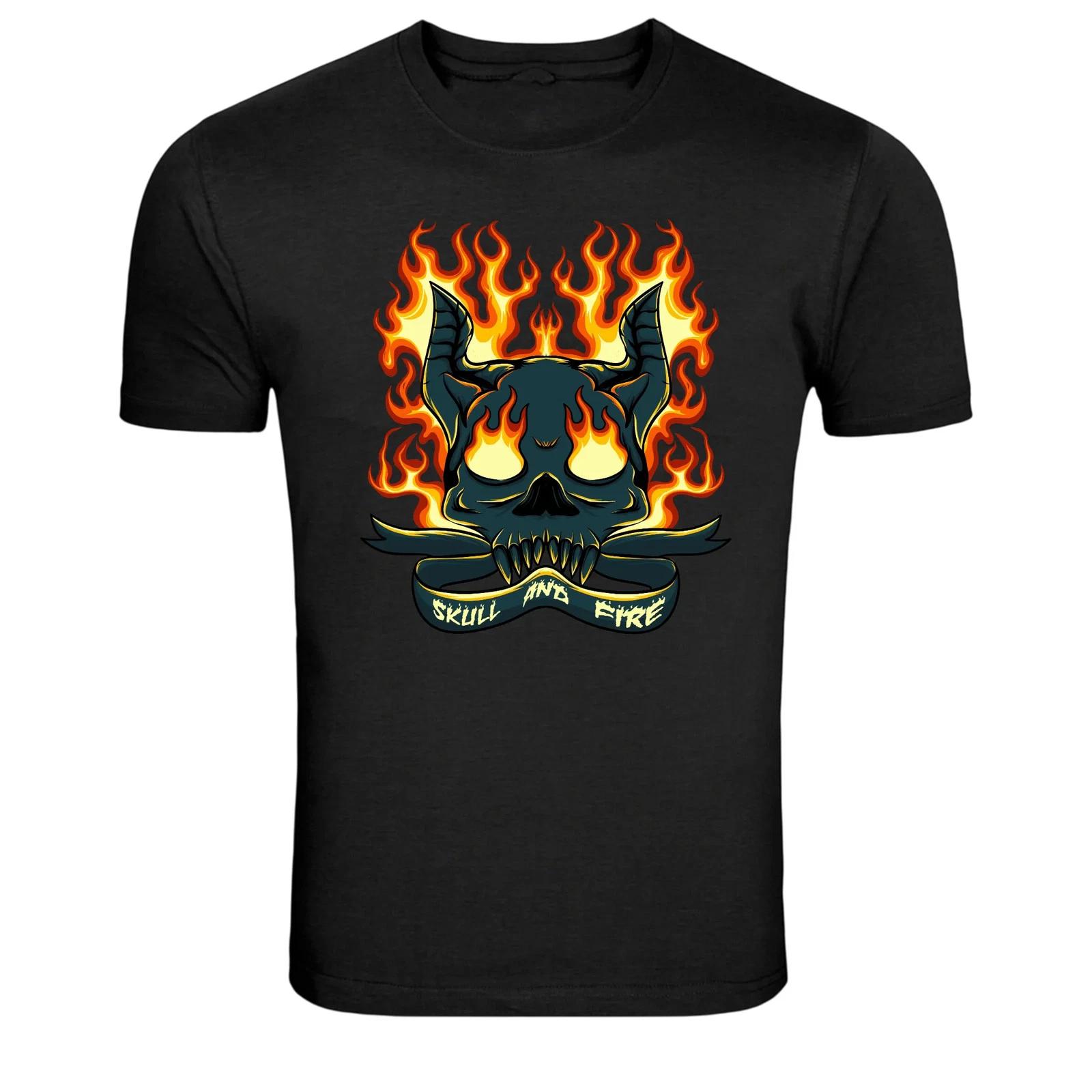 Skull and Fire Flaming Demon Graphic T-Shirt 2XL