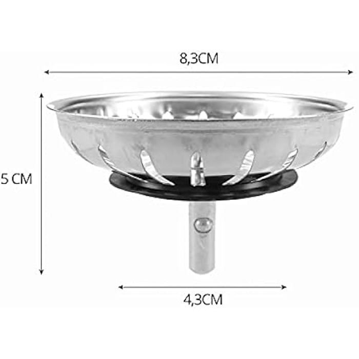 Bouchon de panier avec passoire - Fontastock - FSKFAC003 - Acier inoxydable - 8,3 cm - Étanchéité parfaite