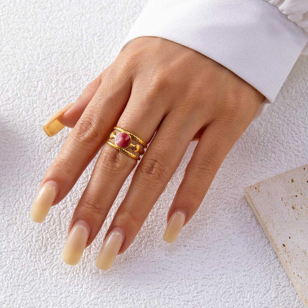 Stainless Steel Enamel Fashion Rings for Women Simple Trendy Trendy Adjustable Personality Jewelry Exquisite Minimalist Gift