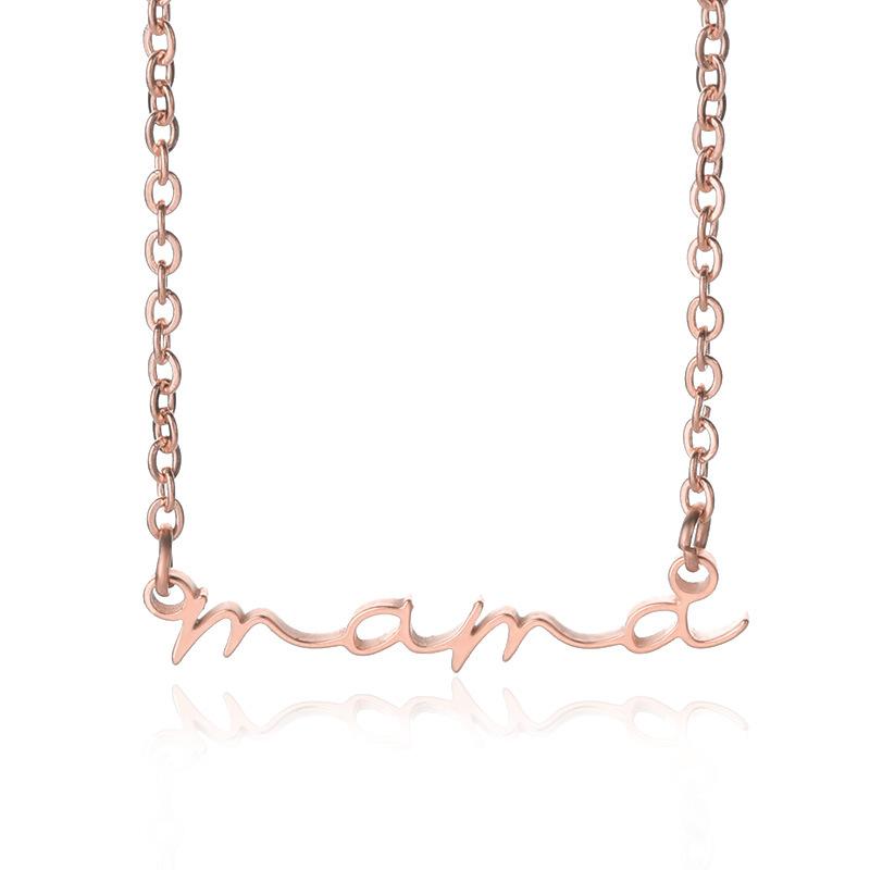 CARLIDANA Mother's Day Gift Hot Sale Letter MAMA Necklace for Mom Stainless Steel Gold Color Necklace Jewelry Women Anniversary