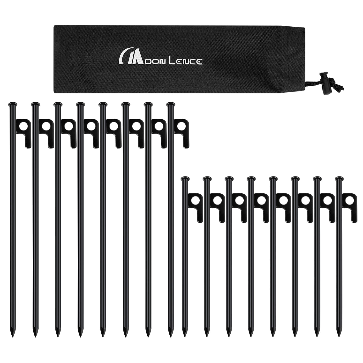 

MOON LENCE Tent Set of 8 and 8 Solid Steel for Tent Outdoor Hard and Includes Storage Bag Segs, (20cm) (30cm), Forged, Laser-Welded Steel, Pitching,