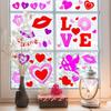 XIMISHOP 6pcs Valentine's Day Gel Window Clings Sticker for Window Decors