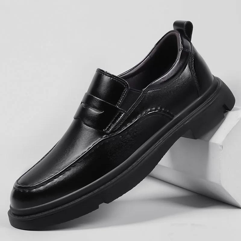 Pánské Oxfordské boty šněrovací pravá kůže britské pánské kancelářské boty pánská módní společenská obuv formální šněrovací černé boty pánské