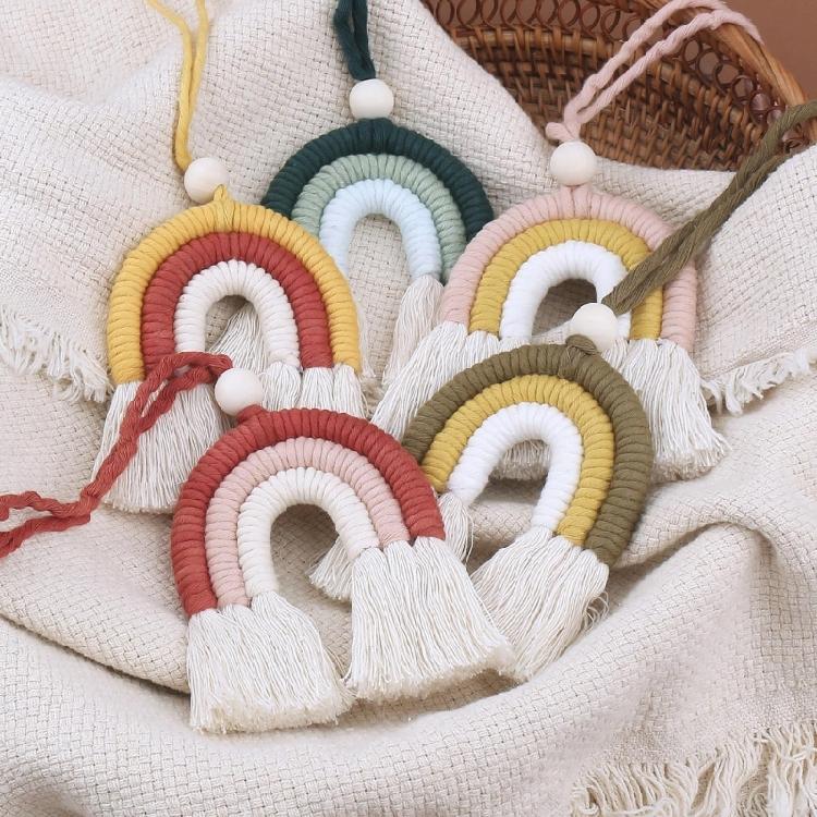 Teenager Home Decor Rainbow Wall Ornament Nordic Woven Wall Arts Bohemian