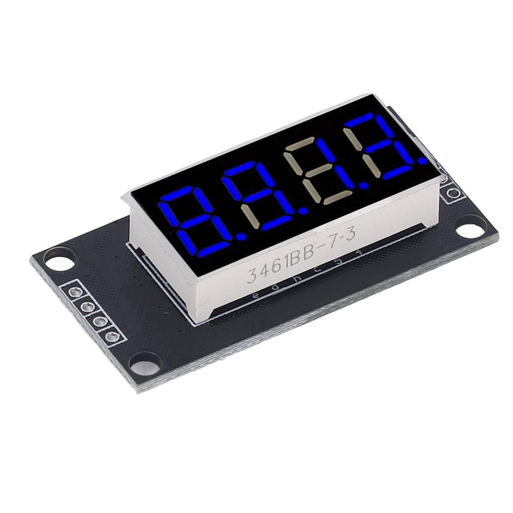 0.36 Inch Digital Tube Display Module TM1637 Drive Chip with Pin Header LED Segment Display Blue 4 Digit 7 Segment