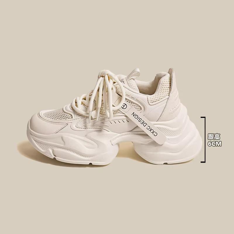 

Leather dad shoes children s spring and summer new mesh breathable thick sole heightening lightweight casual sports shoes 40