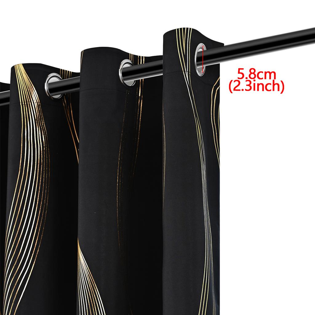 1PC Full Blackout Hot Stamping Wave Pattern Perforated Curtain, Suitable for Hotel Bedrooms and Living Rooms
