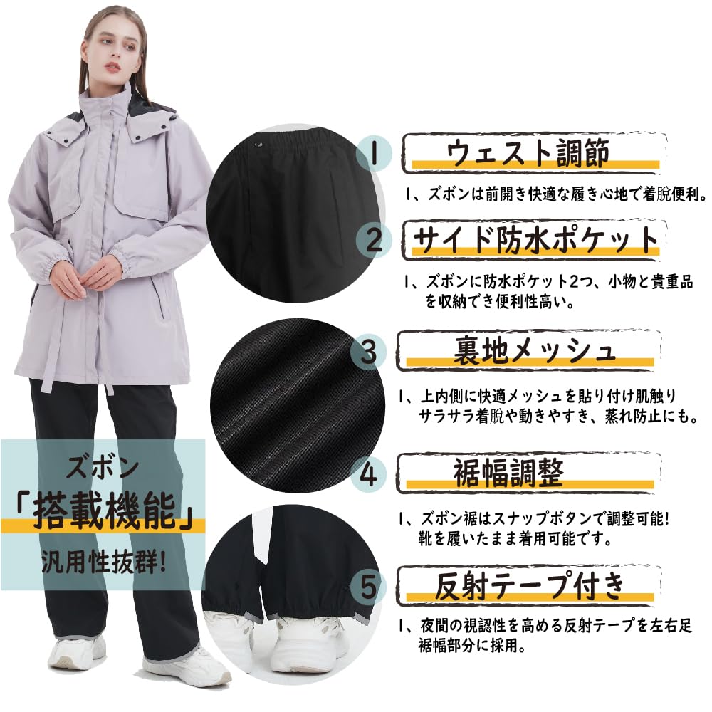 TopKylin Raincoat Waterproof and Made of Stretch and Perfect for and Outdoor Activities Women's Set, Warm, Material, Breathable, Lightweight,