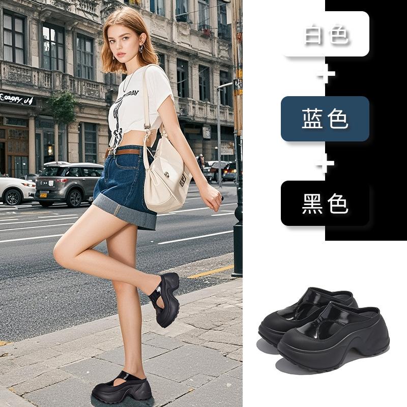 Baotou slippers women's 2025 summer new thick-bottomed heightening muffin versatile sandals women's casual and fashionable half-drag