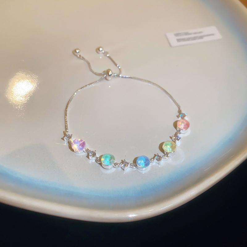 Adjustable Shiny Star Bracelet Colorful Zircon Crystal Wrist Jewelry for Women Graduation Gift