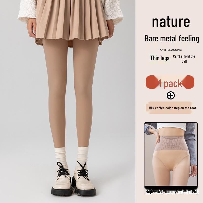 Flower Fairy Nude Feeling Fleece Lined Socks - Women's Warm, Slimming Tights for Autumn and Winter