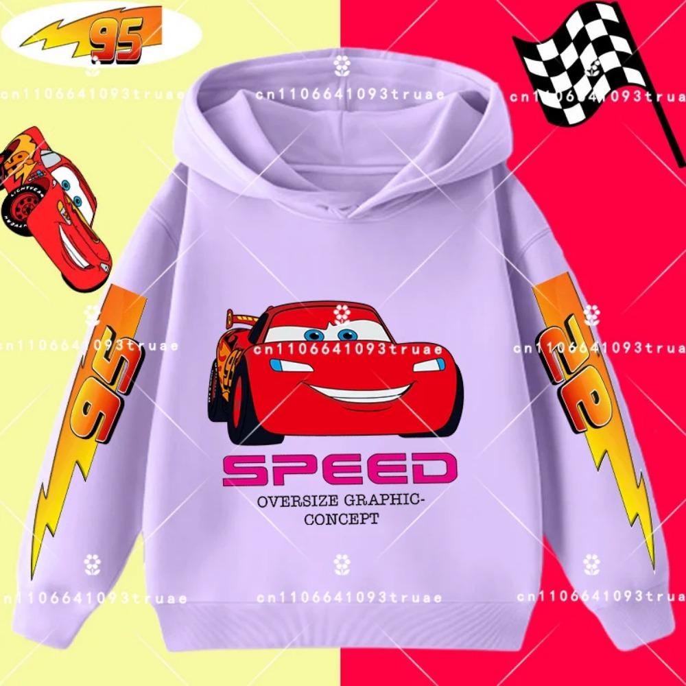 Cars Lightning McQueen Racing Children Hooded Sweatshirt Boy Girl Autumn Winter Daily Outdoor Vacation Casual Warm Sportswear