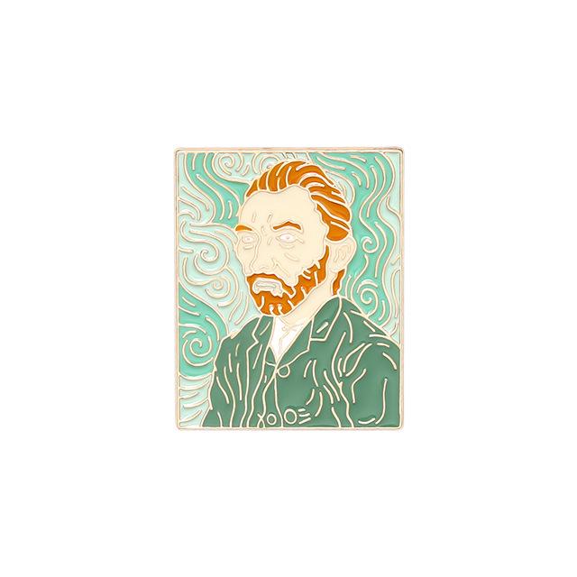Van Gogh Sunflower Portrait Brooch - Classic Art Oil Painting Series