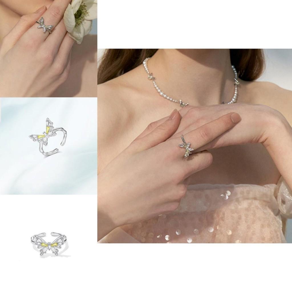 Stylish Copper Butterfly Ring With Dazzling Zircon Stones For Unique Fashion Statement