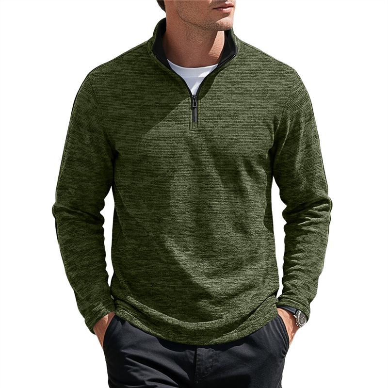 Men's 1/4 Zip Pullover Sweatshirt Heather Stand Collar Long Sleeve Casual Lightweight Fleece Sweater Tops