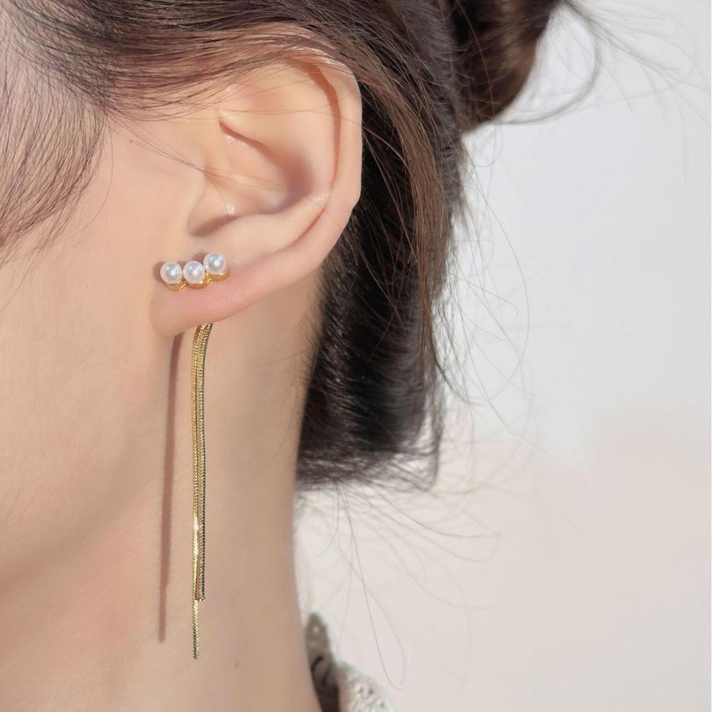 Boucles d'oreilles élégantes à pampilles coréennes avec perles: Design Chic & Haut de Gamme