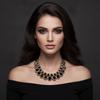 Vintage Crystal Necklace Double Layer Glasses Stone Necklace Fashion Collarbone Necklace  for Women