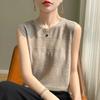 Women Spring and Summer Hollow Sleeveless Thin Soft Sweater Pullover Knitwear Bottoming Tops