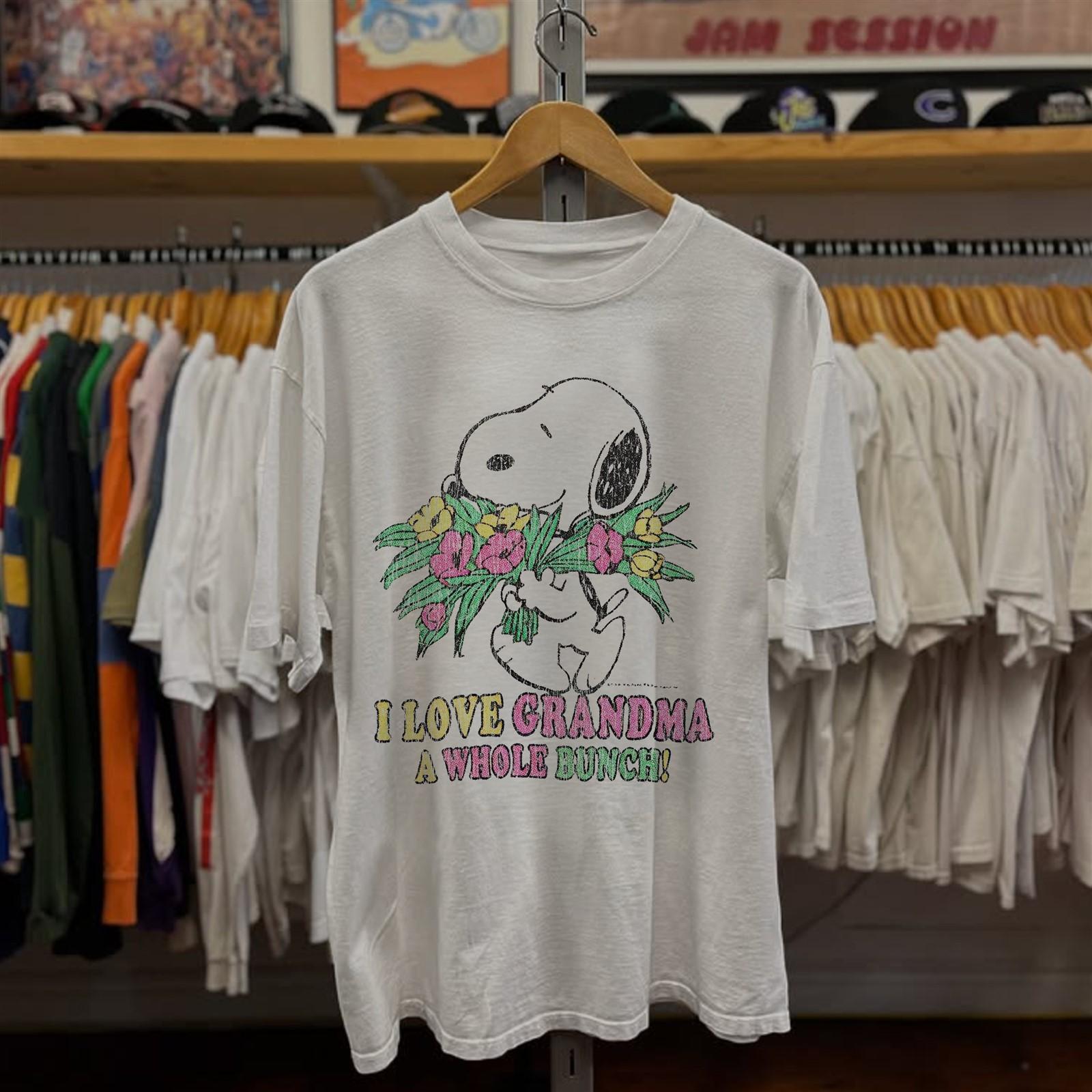 Snoopy I Love Grandma - Washed T-Shirt White M 3XL