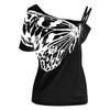 Trendy Summer Butterfly Print Off-shoulder T-shirt For Women Loose Fit