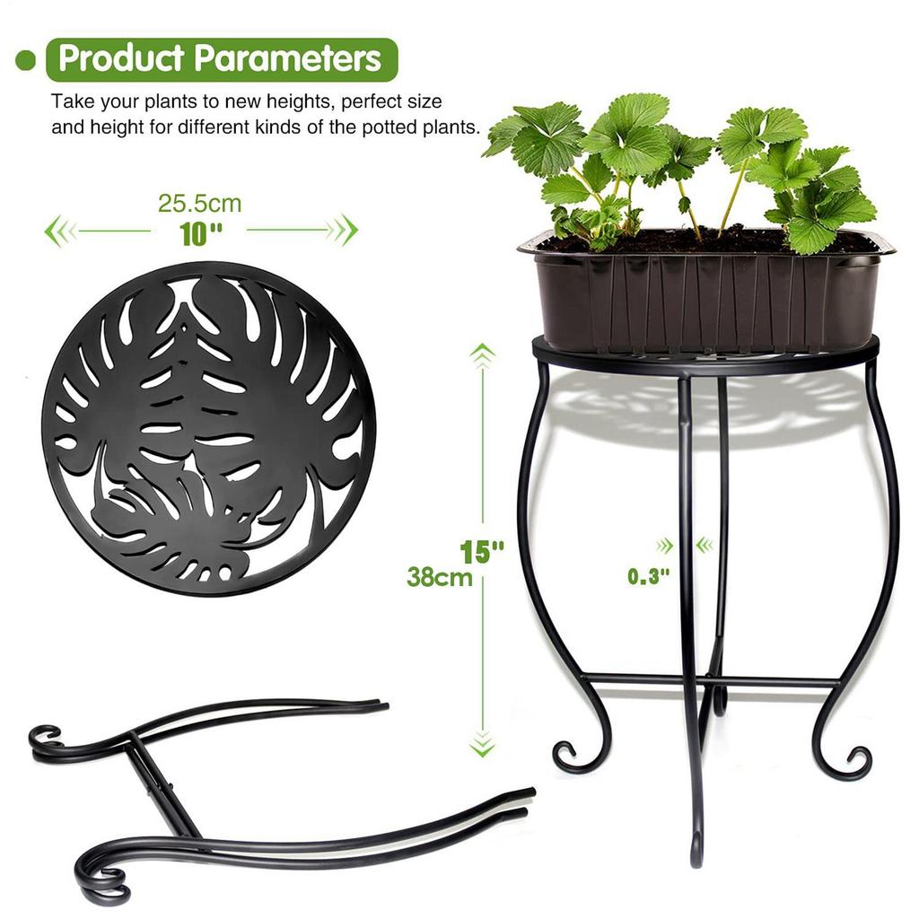 Metal Plant Stand Metal Tall Plant Stand 15-Inch Decorative Planter Rack Round Flower Shelf for Bedroom Garden Porch Patio
