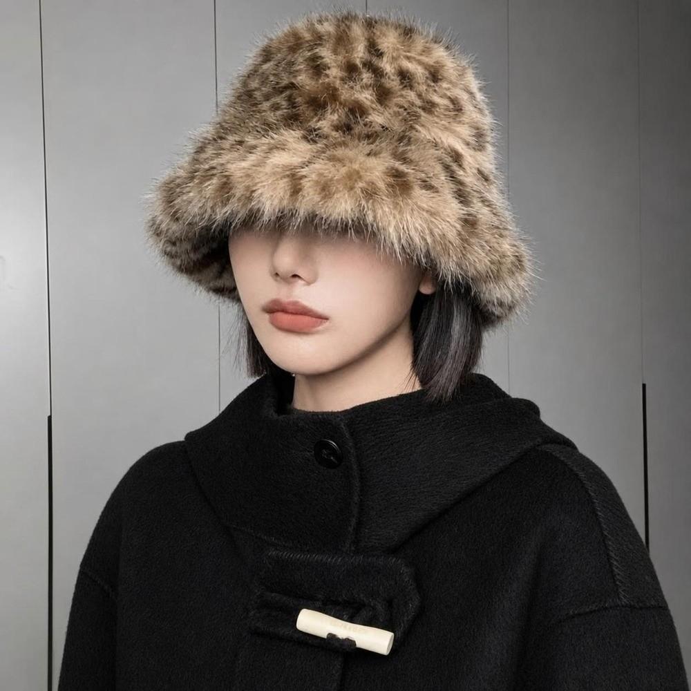 Plush Leopard Print Hat Cold Proof Warm Hat Fashion Fishman Hat Autumn Winter