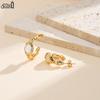 Effie Queen Edelstahl 18 Karat Gold Verdreht Stil Muschel Ohrstecker Natürlicher Schmuck für Damen Sommer Strand Ohr Accessoire STME07