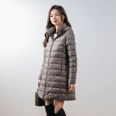 Feather New Women's Solid Color Women's Clothing Hooded and Hooded Removable Down Jacket Medium and Long Large Size Jacket