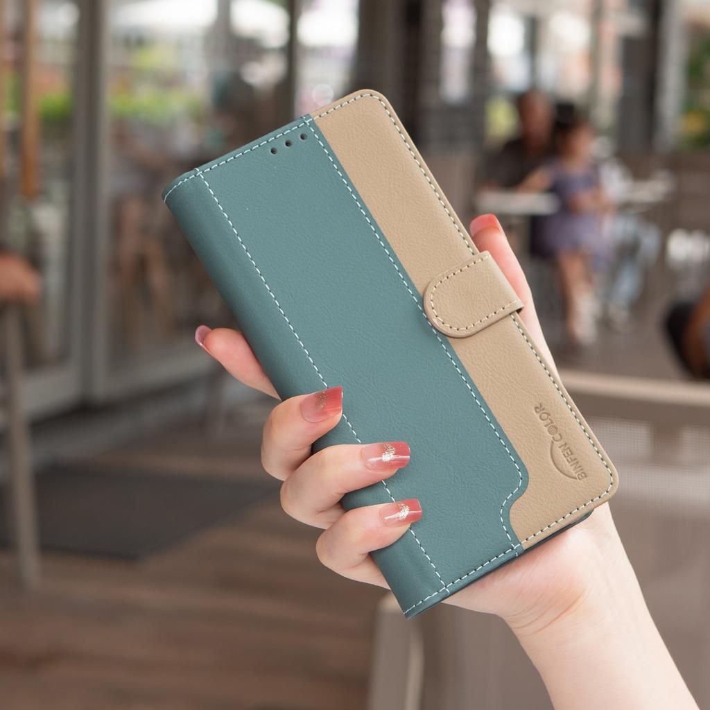 BINFEN COLOR BF33 for Xiaomi Redmi Note 14 Pro 4G Leather Case Splicing Color RFID Blocking
