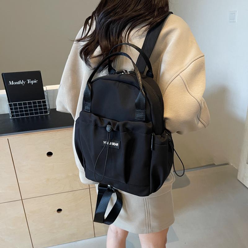 Nylon Backpack Lightweight Commuter Backpack Solid Color Tote