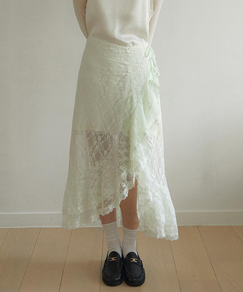 Minssio Frill Lace Wrap Skirt_Mint