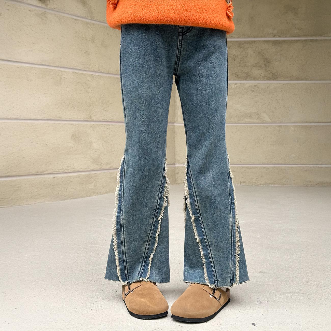

Yuchen Girls Velvet-Lined Denim Flare Pants - 2025 Winter Kids Collection Size 100 джинсовий
