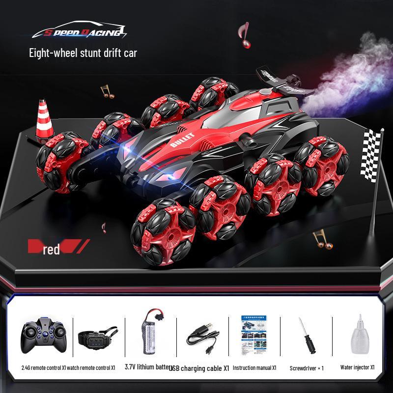 Rechargeable Eight-Wheeled Stunt RC Car with Gesture Control, Drift Spray, and Climbing Rotation for Kids