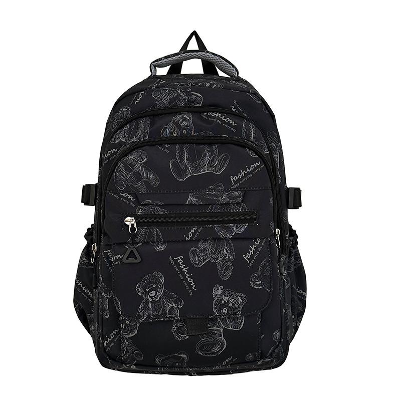 School bag girls junior high school print bear design backpack 2025 new outdoor sports backpack fashion travel bag