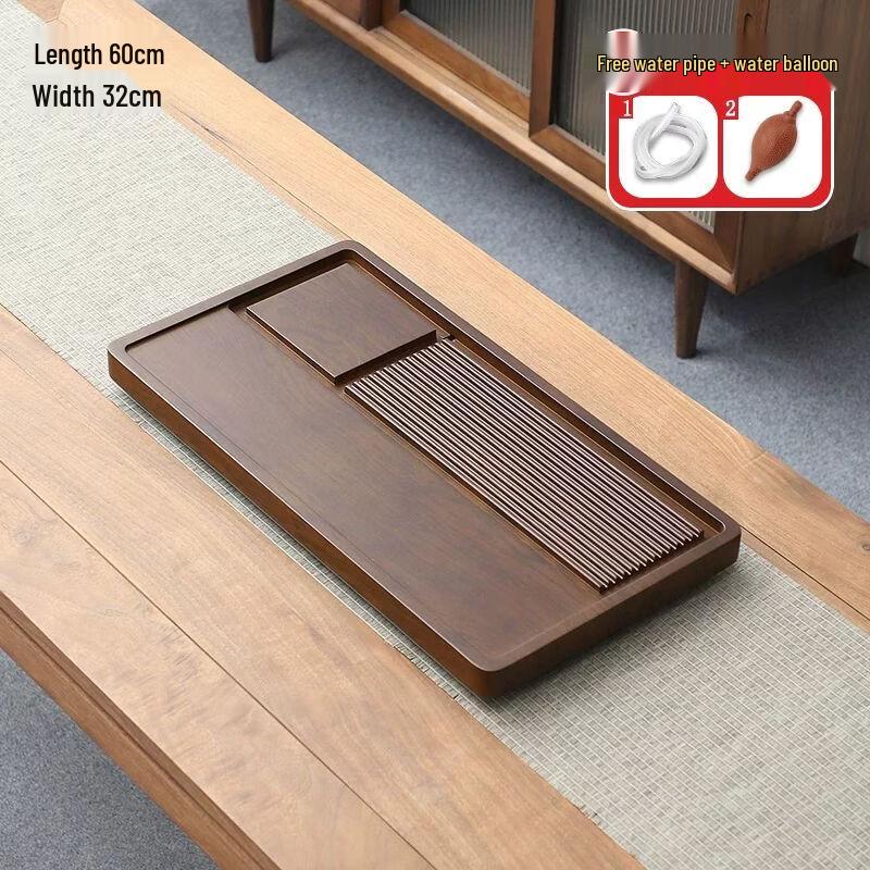 Rectangular Wooden Tea Tray with Drainage