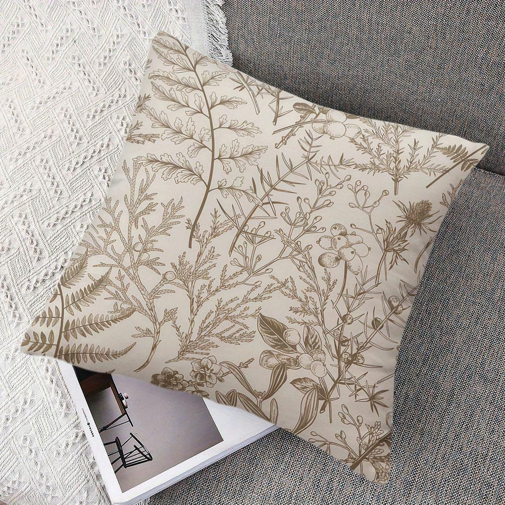 Beige Garden square Jacquard Pillow Cover for Sofa Office Waist Cushion Cover Home Decorative Pillowcase