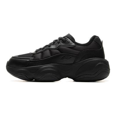 Li Ning Honey Cushioning Abrasion Resistant Height Increasing Low Top Running Shoes Women's Black AGCU342-5
