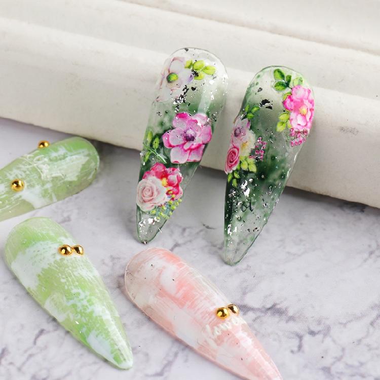 Embossed Flower Nail Sticker Self-adhesive 5D Art Embossed Nail Stickers Flower