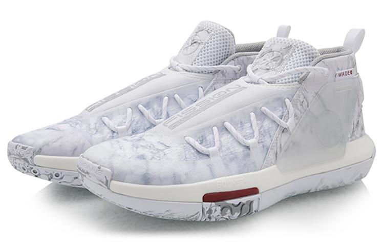Li Ning Wade Fission 6 Slip Resistant And Abrasion Resistant Coverage Mid Top Basketball Shoes Men's White ABAQ031-2