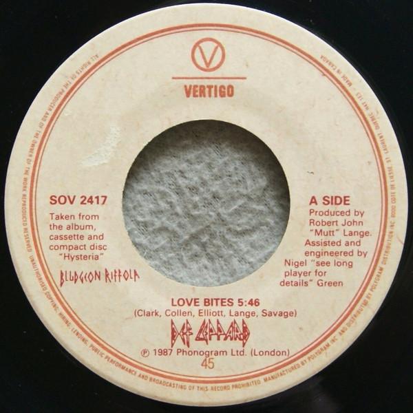 

7inch Record DEF LEPPARD - Love Bites SOV2417 Vertigo 1988 Canada Rock Used
