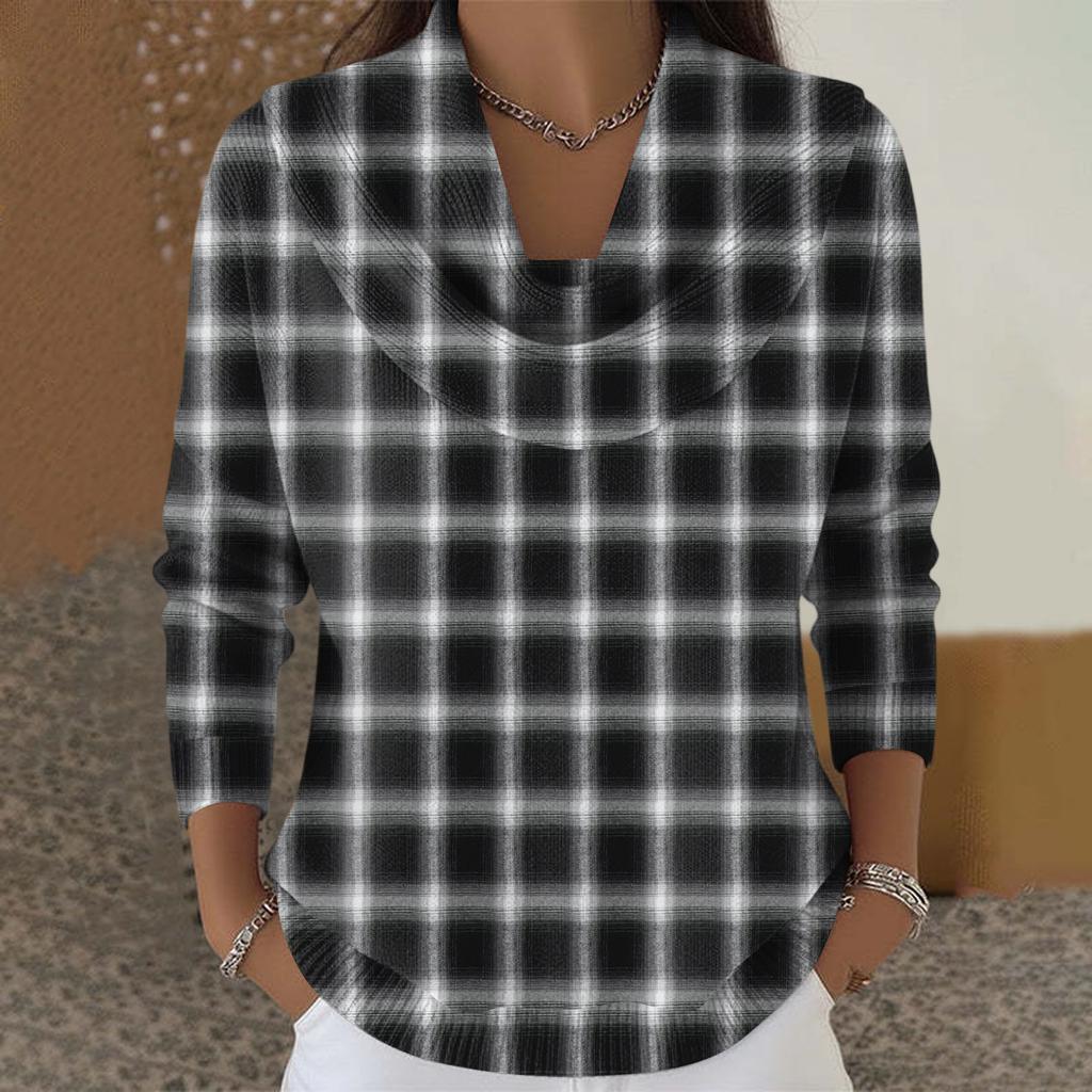 Women's Casual And Fashionable Round Neck Long Sleeved Printed Top Sweater
