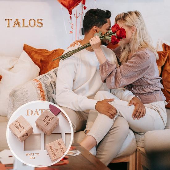 1 Set Decision Dice for Couples Wooden 5 Dices And Board Set Date Night Dice Food Dice for Valentine Day Bridal Shower Bachelorette Wedding Gift