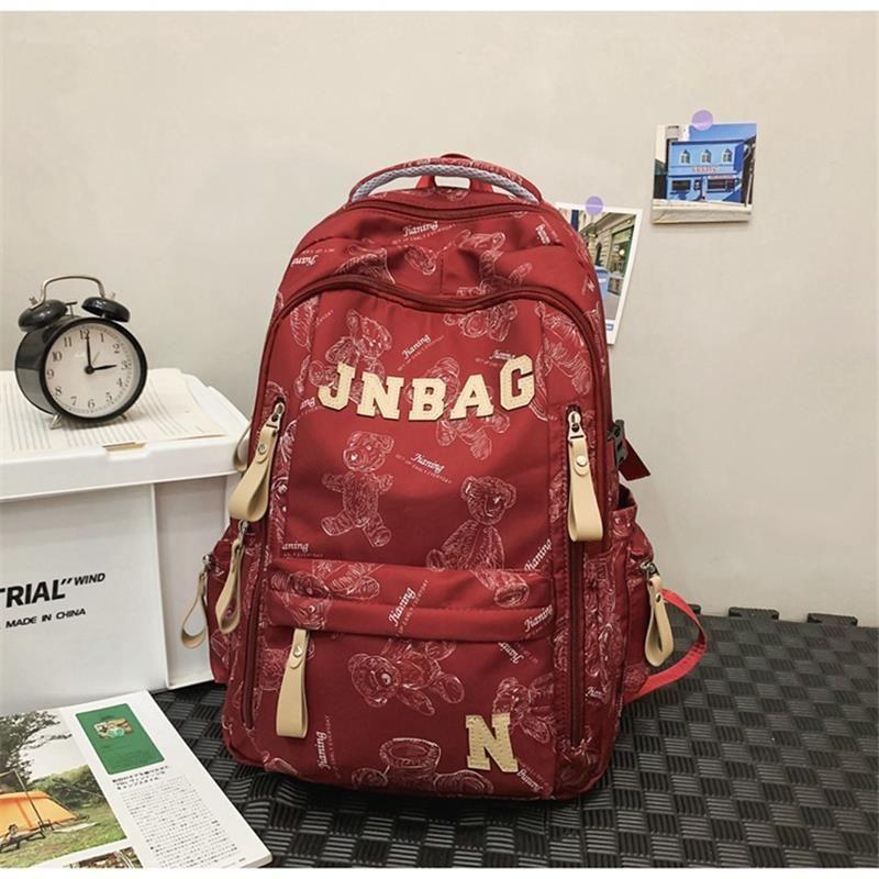 

Schoolbag Boys High School Students Female Good-looking Large-Capacity Backpack Ins Niche Style All-Matching Backpack Strong and Durable Red [no Pendant]](Upgrade fabric])