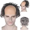 Synthetic Old Men Grey Wig Set Cap with Hair On Sides Balding Grandpa Wigs Costume Halloween Wig