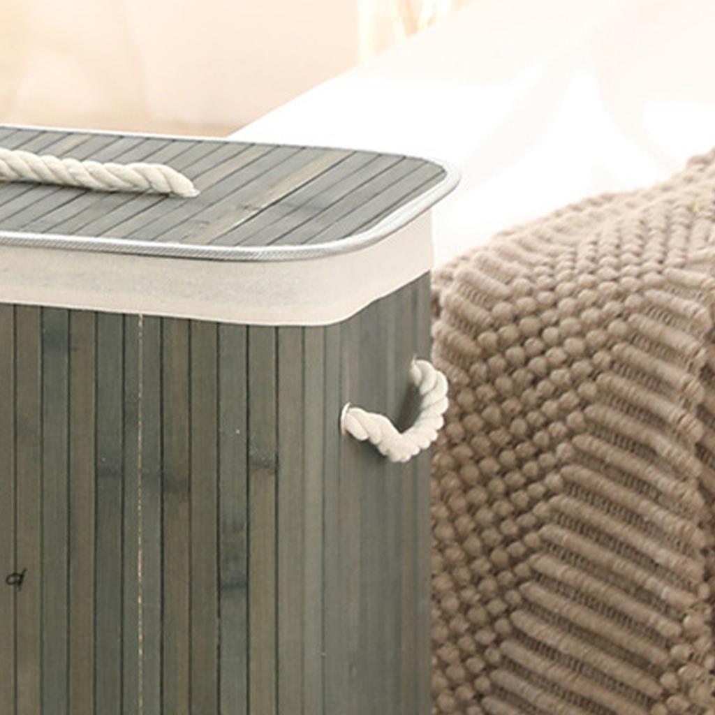 Foldable Laundry Basket Grocery Basket Bamboo Large Capacity Dirty Clothes Storage Bucket for Home