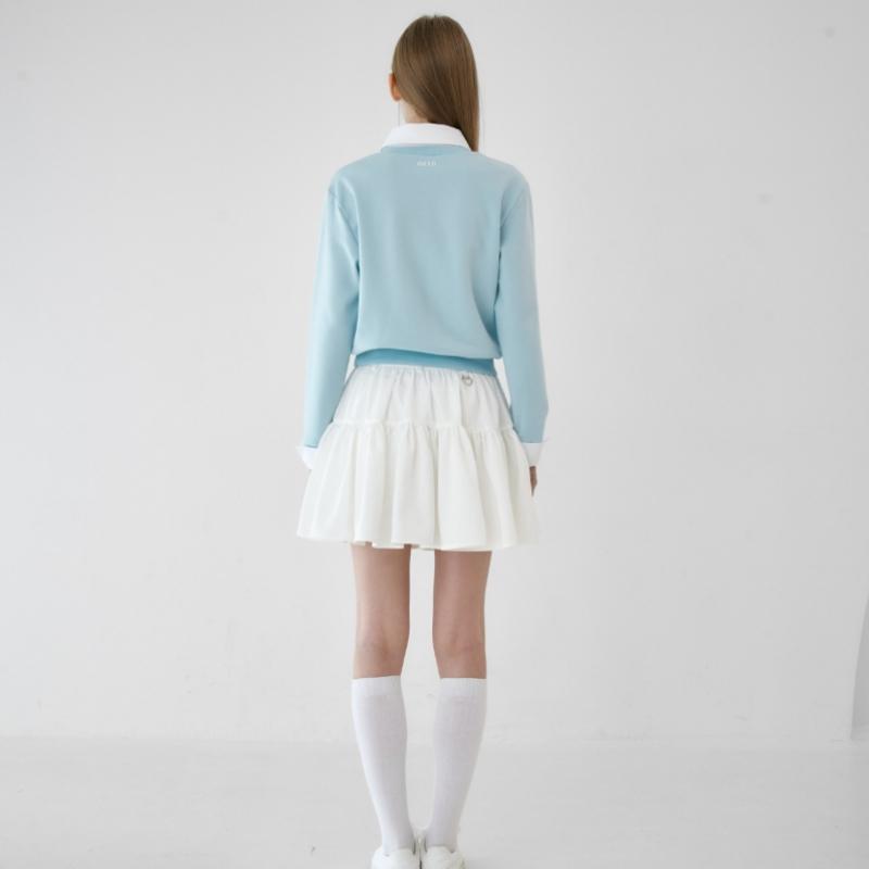 Goxo Double Flare Skirt Smile Heart White