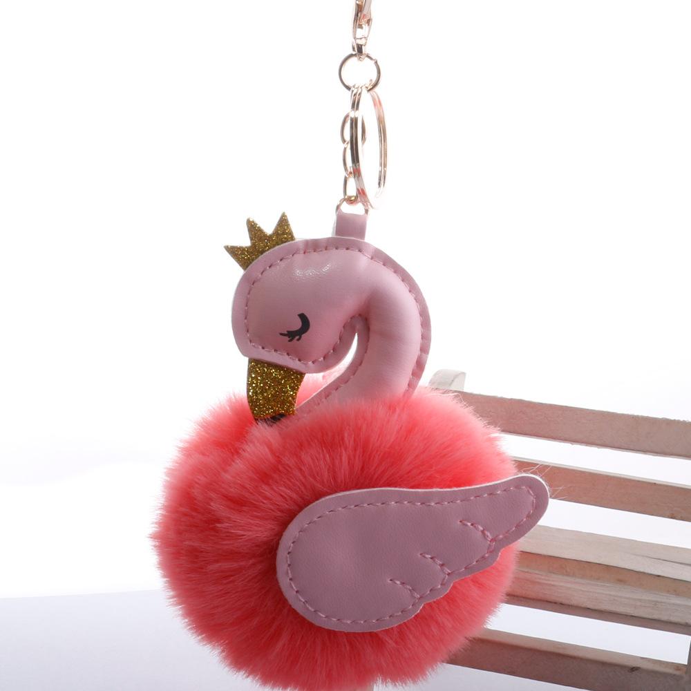 Swan Shape Hair Ball Key Chain Pendant Bag Pendant Handicraft Gift